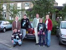 The entire gang in front of the cars in Helsingør!